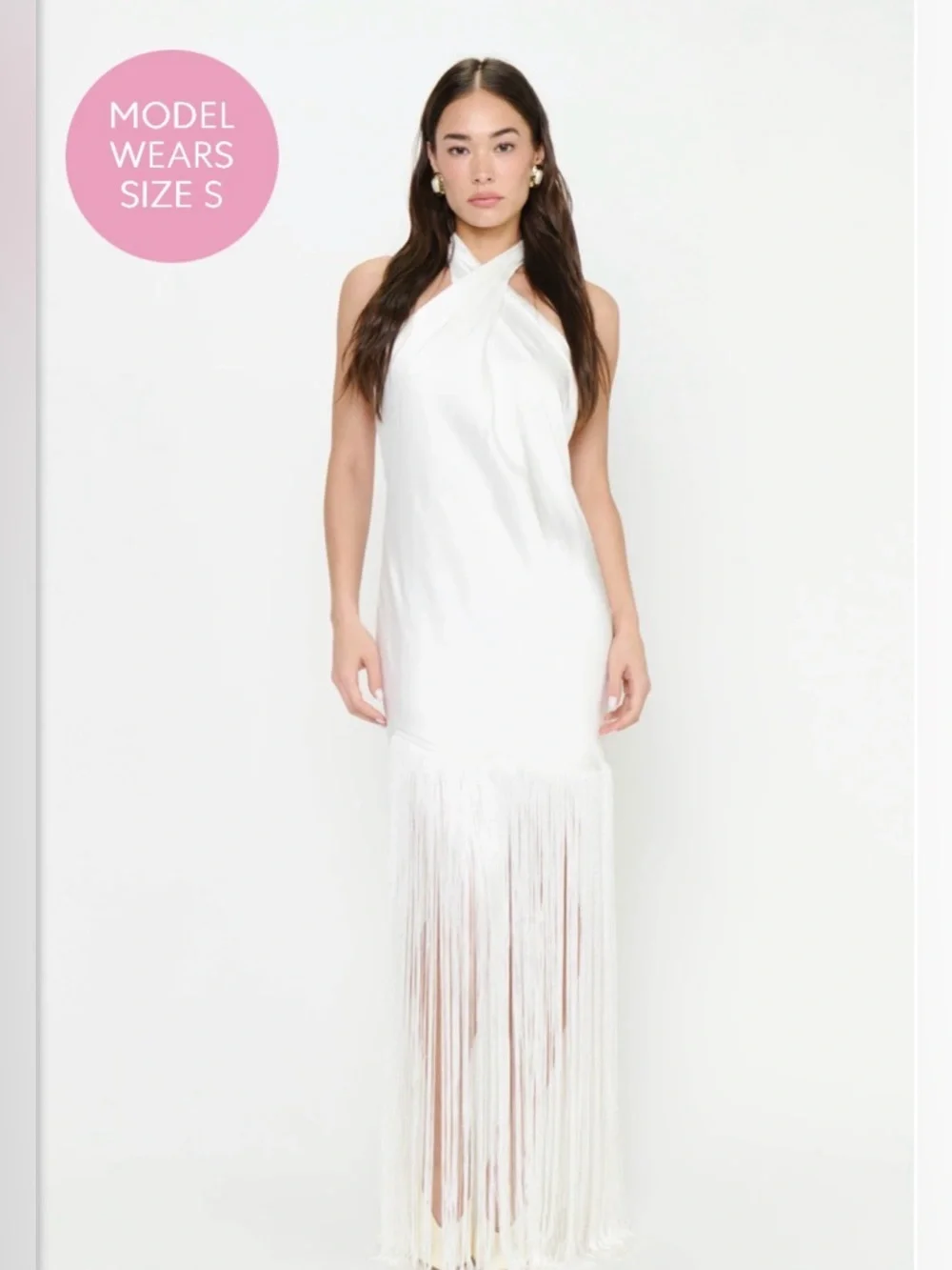 Show Me Your Mumu Jasmine Fringe Maxi Dress Ivory - Extra Small - Never Worn! - Picture 4 of 5